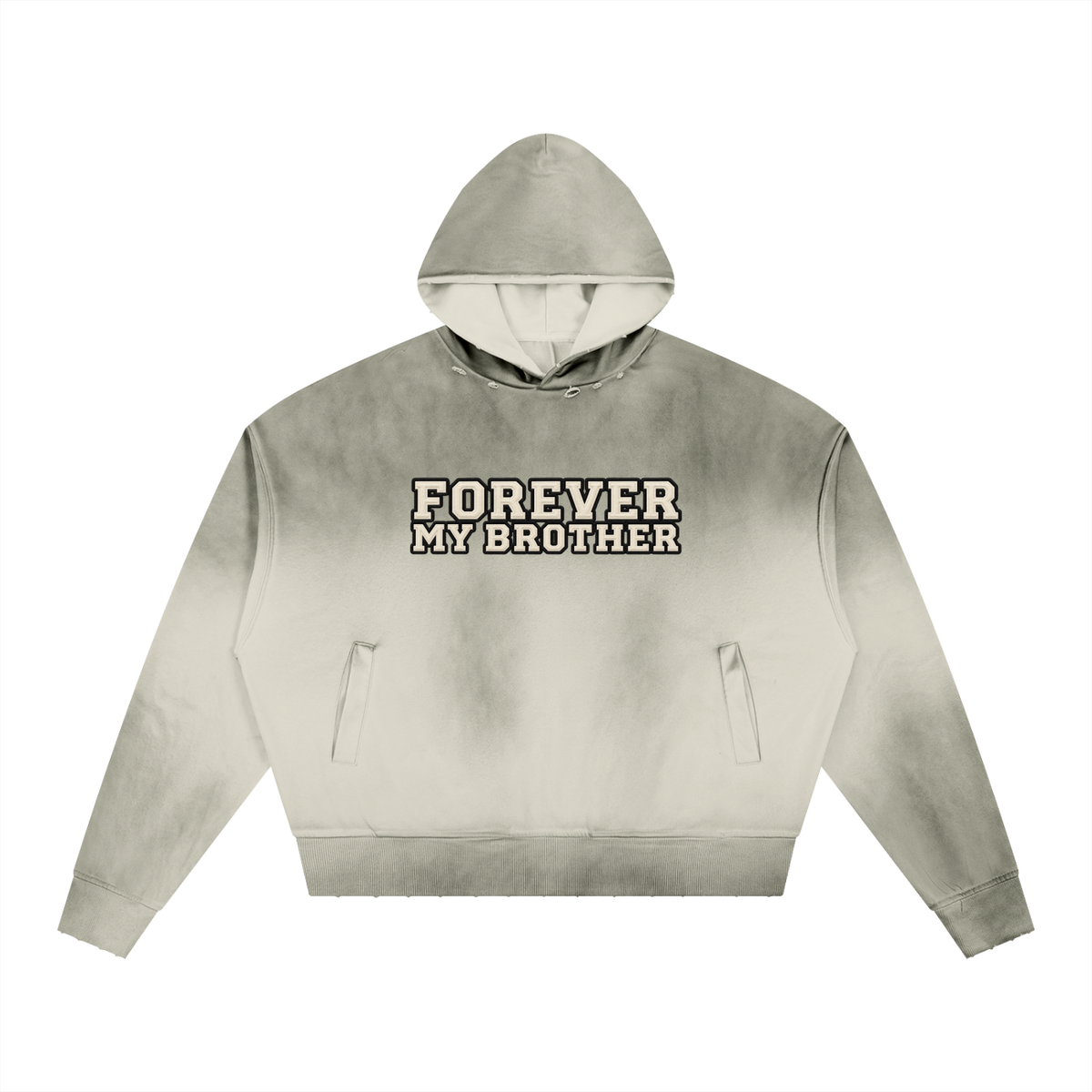 Forever My Brother Unisex Sunfade Distressed Boxy Hoodie