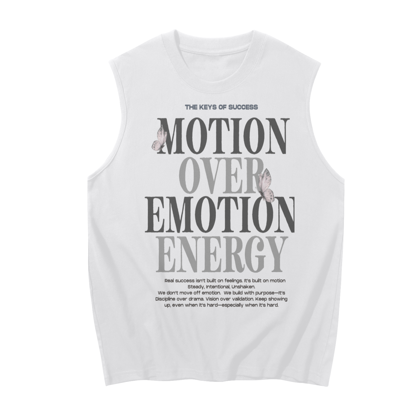 "Motion Over Emotion Energy" Sleeveless Graphic Tee Tank Top Day1Collective