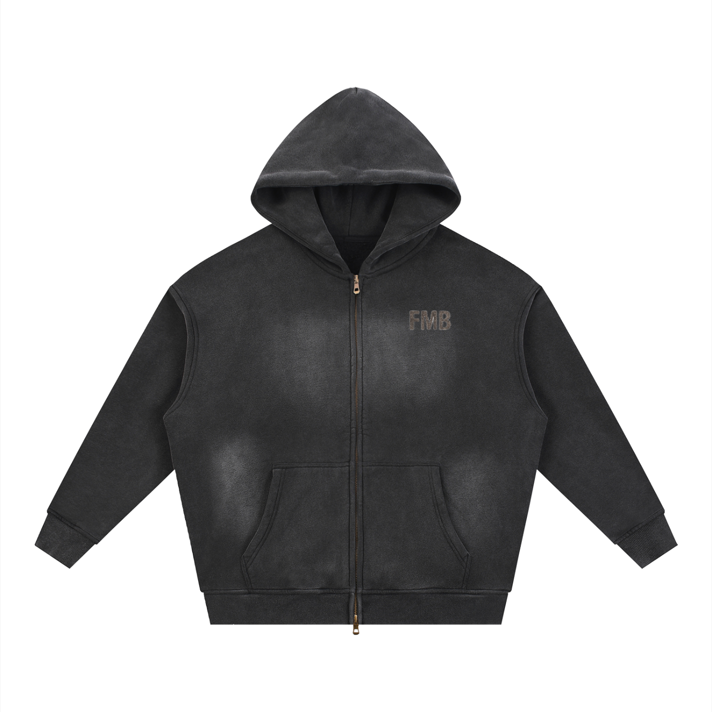 Sunfade Two-way Zipper Boxy Fleece Hoodie