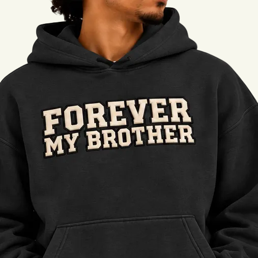 Forever My Brother Unisex Vintage Wash Boxy Fleece Hoodie