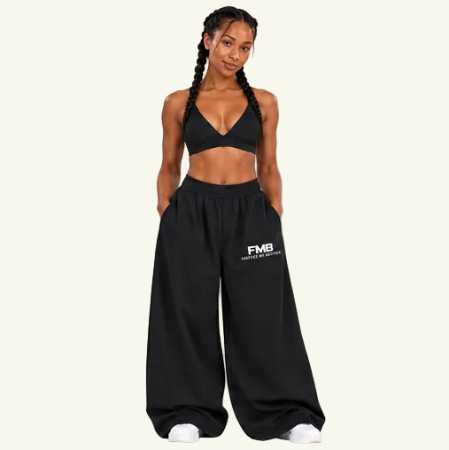 FMB Women's Raw Edge Wide Leg Sweatpants