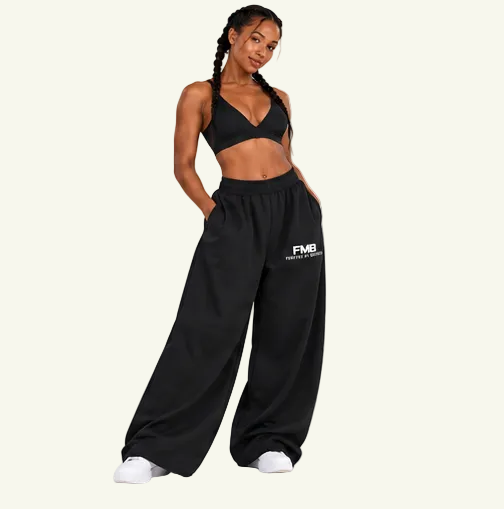 FMB Women's Raw Edge Wide Leg Sweatpants